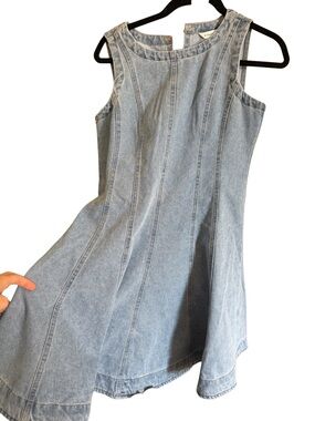 Vigoss | Dresses | Vigoss Blue Mini Button Up Denim Jean Dress Size Large With Pockets Nwt